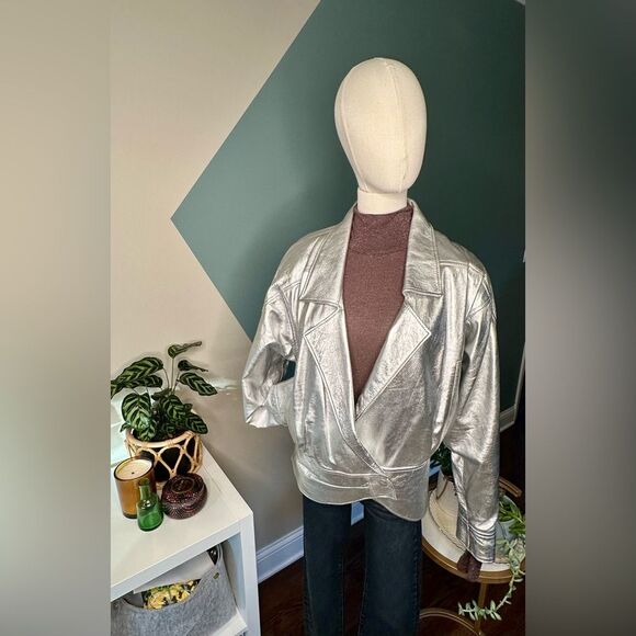 NWOT Project Social T Mockneck Glitter Sparkle Top Purple Long Sleeve Stretch M - Picture 3 of 12